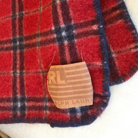 FESTIVAL 🔥 VINTAGE RALPH LAUREN 100% WOOL PLAID THROW BLANKET - Picture 7 of 8
